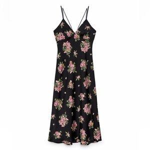 ZARA Women’s floral print camisole midi dress💐💐
